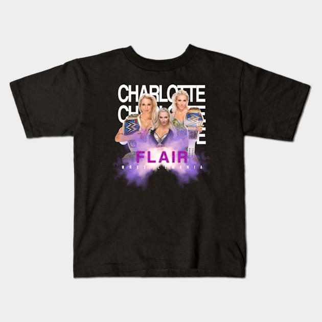 WOMEN WRESTLE CHARLOTTE Kids T-Shirt by rootrider88